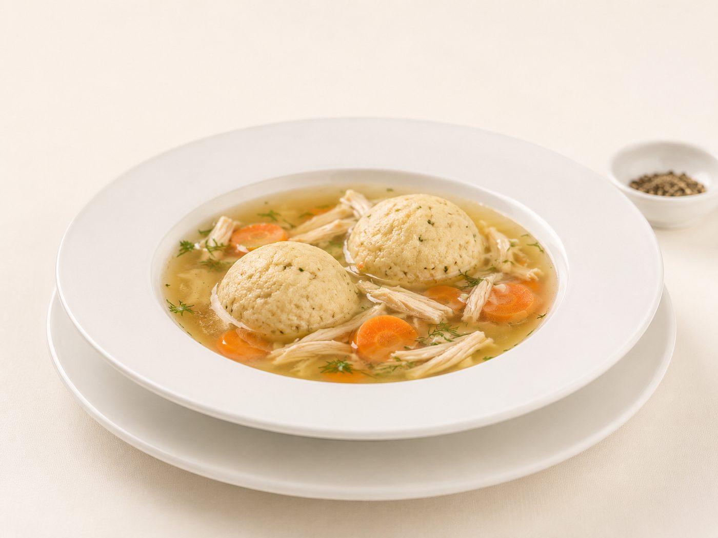Bowl of matzo ball soup