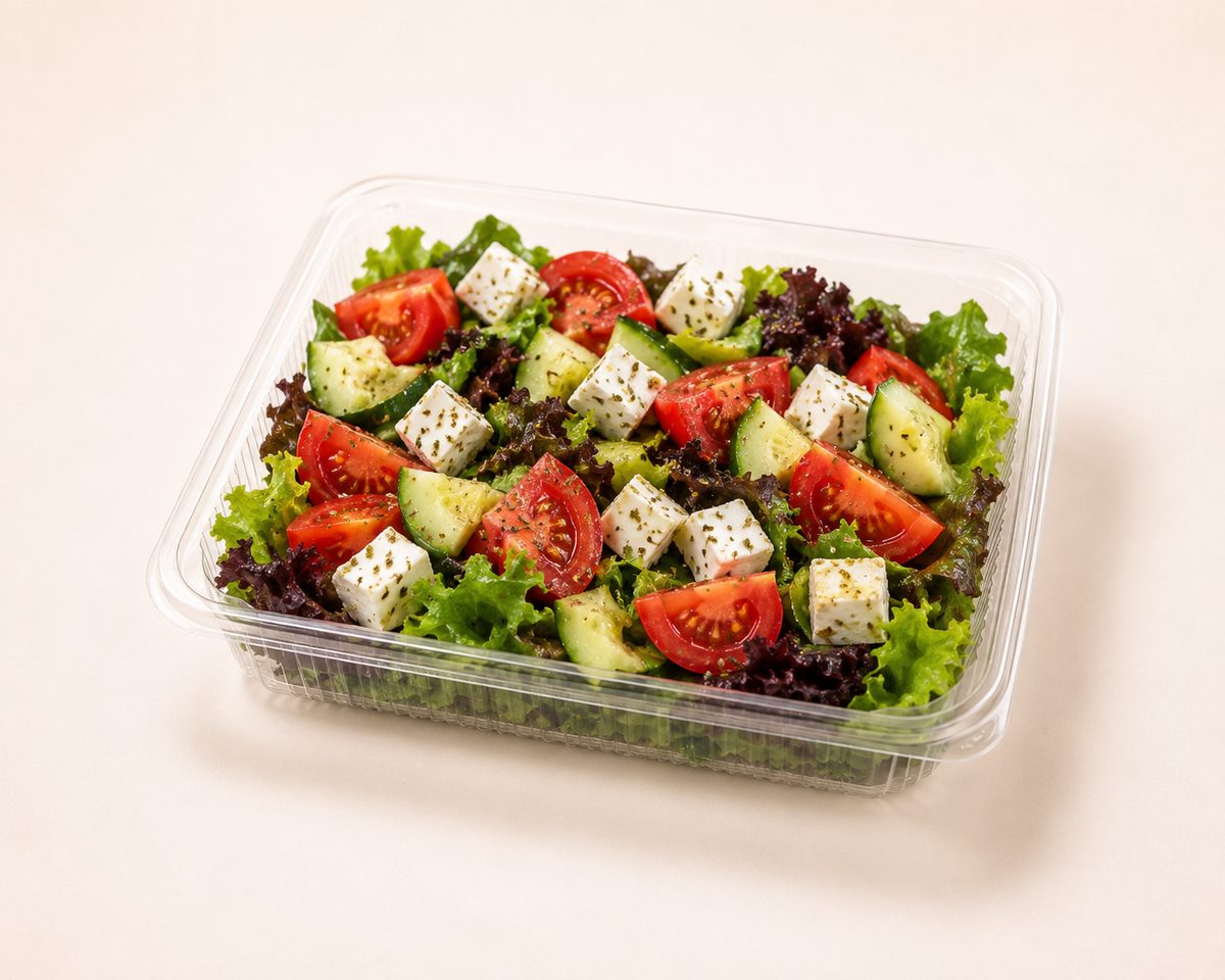 Green salad with tomatoes, cucumber and feta