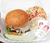 Smoked turkey on dinner roll box lunch